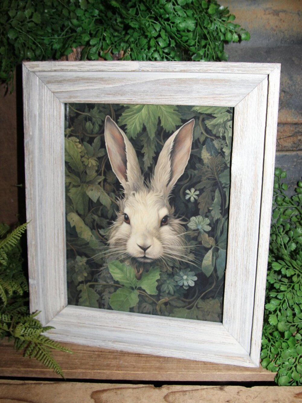 NEW Rustic French Country Farmhouse Woodland Bunny Rabbit Wall Decor Picture